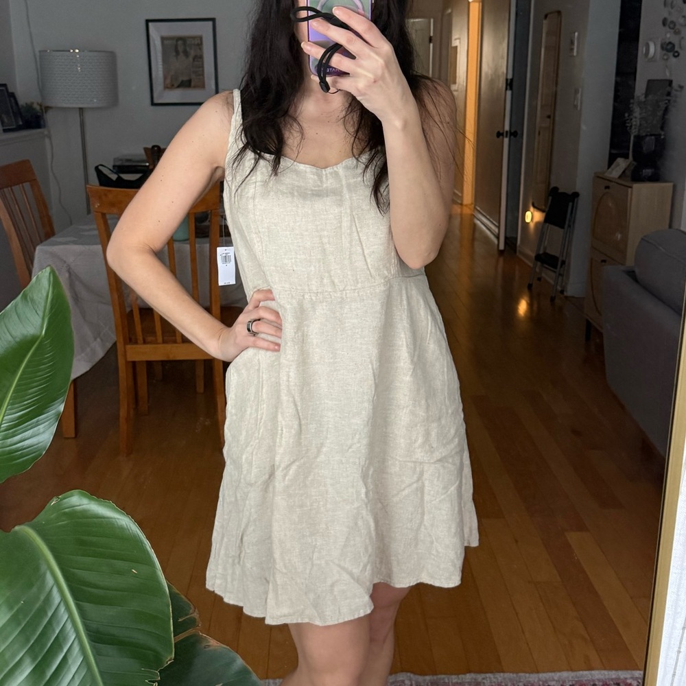 Old Navy Khaki Linen Dress - Size Small
